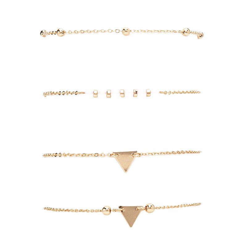 A Suit of Bead Triangle Bracelets - GOLDEN 