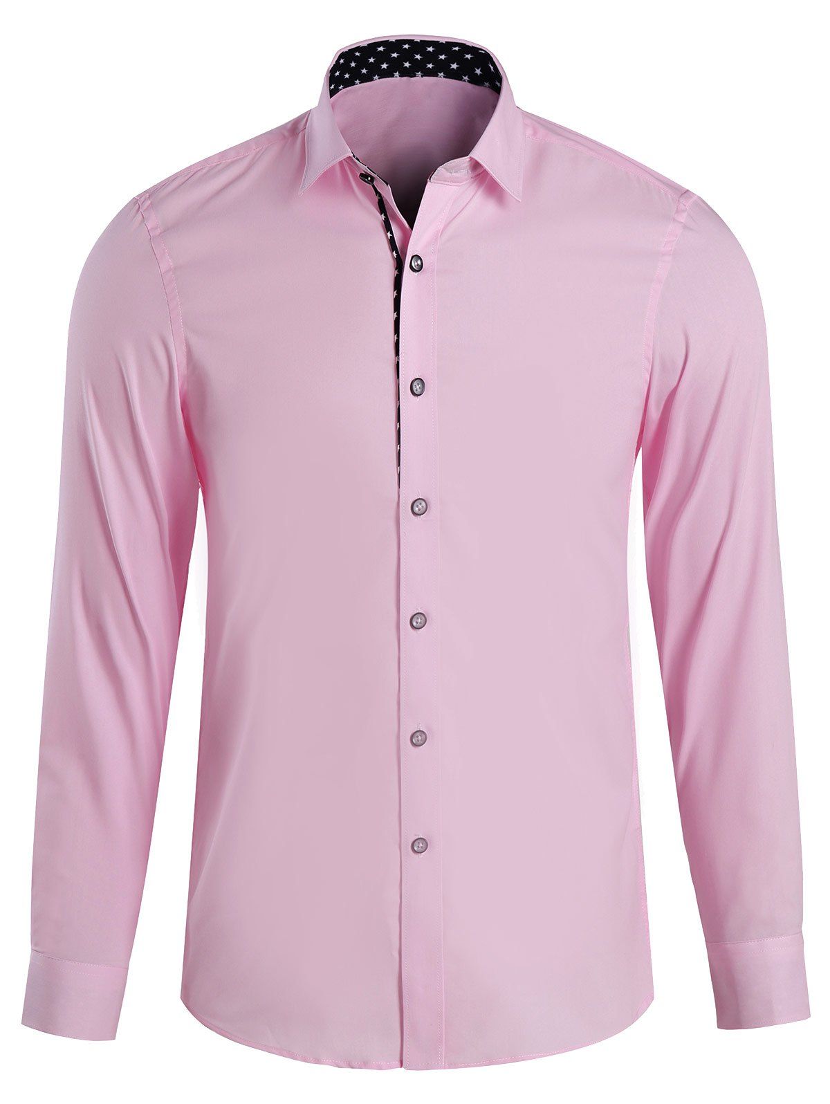 

Men's Casual Printed Turn Down Collar Shirts, Pink