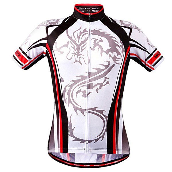 

High Quality Dragon Totem Design Full Zipper Short Sleeve Summer Cycling Jersey For Men, White