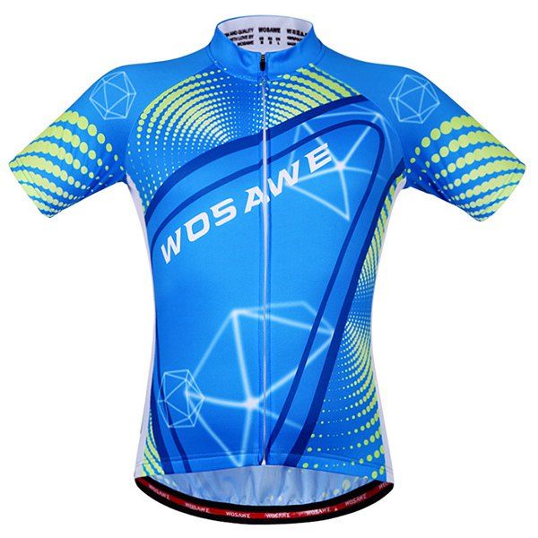 

Fashionable 3D Geometry Pattern Short Sleeve Summer Cycling Jersey For Men, Blue