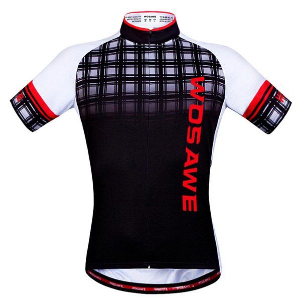 

High Quality Plaid Pattern Men's Short Sleeve Summer Cycling Jersey, Colormix