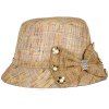 Chic Small Flower and Big Bow Embellished Sunscreen Women's Linen Bucket Hat - Kaki 