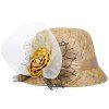 Chic Mesh Yarn et satin fleur Agrémentée Sunscreen Femmes  's Linen Bucket Hat - Curcumae 