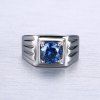 Punk Style Faux Sapphire Zigzag Silver Plated Ring For Men - Argent 