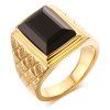 Stylish Rectangle Faux Onyx Rhombus Ring For Men - d'or 