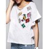Charming Sequin Embellished Floral Embroidery Women's T-Shirt - Blanc ONE SIZE(FIT SIZE XS TO M)