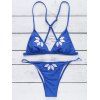 s 'Bikini Set Floral brodé Scrunch Butt Attractive Femmes - Bleu S