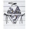 s 'Bikini String Set Halter Oiseau Plante Imprimer la mode Femmes - Blanc S