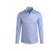 Solide Couleur géométrique foncé Fringe Minceur Hommes d  'col de chemise à manches longues T-shirt - Bleu clair M