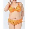 Plus Size Print V-Neck Ensemble bikini pour les femmes - Douce Orange XL