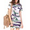 Trendy Round Camo Collar Imprimer Mini robe fourreau pour les femmes - Camouflage L