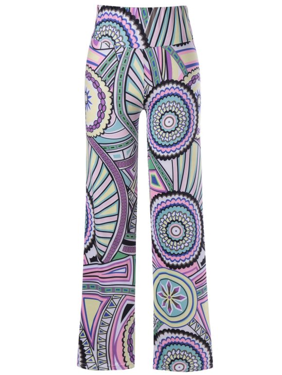 Causal Women’s Elastic Waist Pattern Print Pants - multicolore ONE SIZE(FIT SIZE XS TO M)