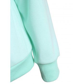 

Stylish V-Neck Long Sleeve Loose-Fitting Zippered Women's Sweatshirt, Green