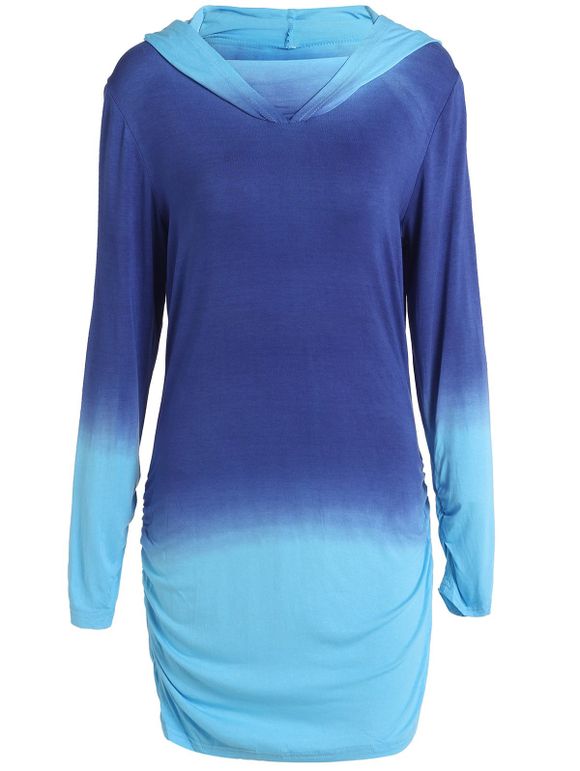 Sweatshirt à capuche Charme Ombre à capuche couleur longue pour les femmes - Bleu S
