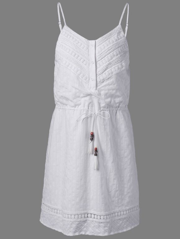 Coton élégant Jacquard robe harnais pour les femmes - Blanc Naturel M