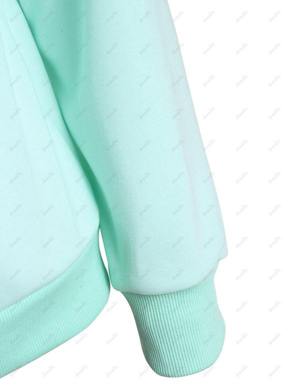 Sweat-shirt Élégant Ample Zippé à Col en V à Manches Longues Pour Femme - Vert M