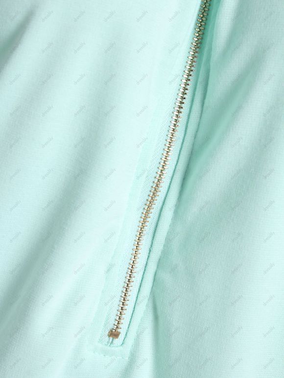 Sweat-shirt Élégant Ample Zippé à Col en V à Manches Longues Pour Femme - Vert M