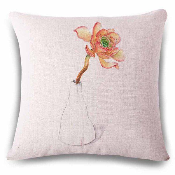 

Stylish Vase Flower Freehand Sketching Design Linen Pillowcase, Apricot