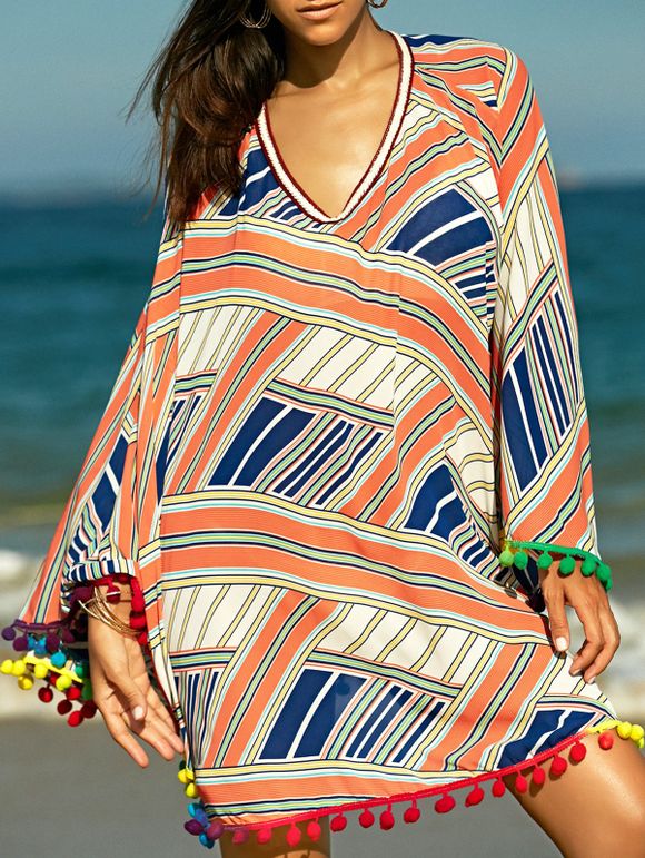Trendy Ethnic Print Cover-Up For Women - multicolore ONE SIZE(FIT SIZE XS TO M)