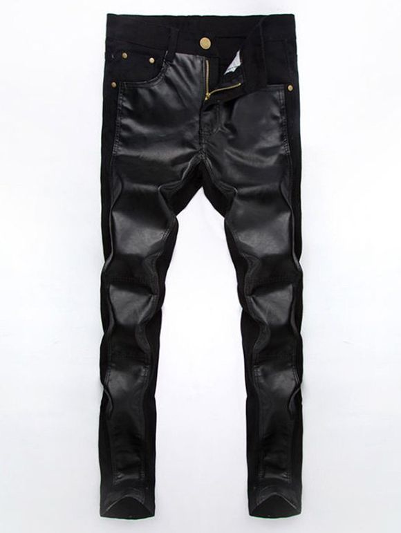 Pantalon en cuir Splice design Denim Men 's  Noir et - Noir 33