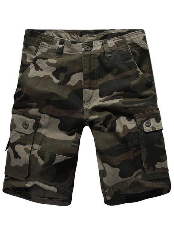 Men 's  Casual Camo Multi-poches Cargo Shorts - Vert 29