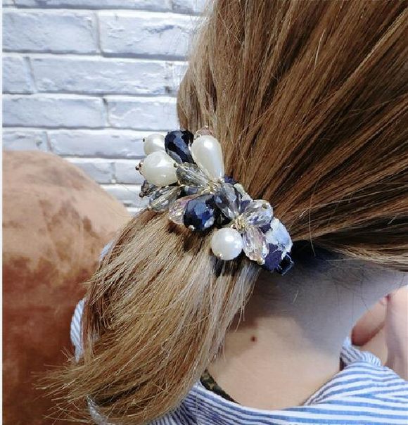 Graceful Teardrop Faux Pearl and Crystal Charming Hair Claw For Women - Cadetblue 