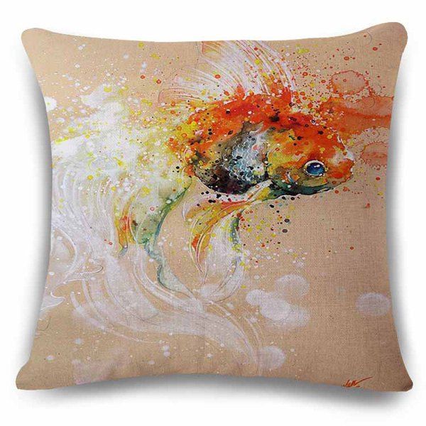 

Stylish Goldfish Bubble Watercolor Painting Embellished Square Shape Pillowcase, Soil