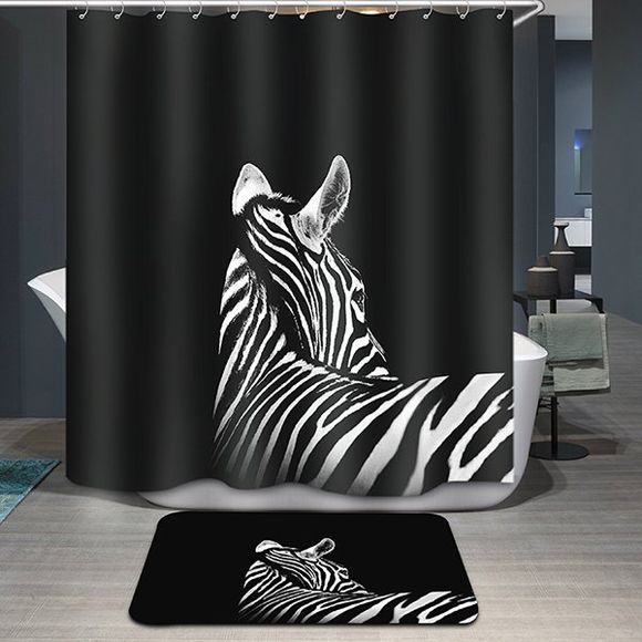 Hot Sale Noir Zebra Motif d'impression imperméable rideau de douche - multicolore 