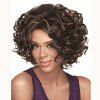 Fluffy Curly Bang Side Kanekalon synthétique Trendy Brown Highlight perruque courte pour les femmes - multicolore 