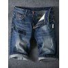 Men's Summer Ripped Zip Fly Straight Legs Denim Shorts - Bleu Toile de Jean 46