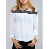 Stylish Off The Shoulder Long Sleeve Lace Decorated Blouse For Women - Blanc XL