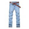 Men's Solid Color Zip Fly Denim Pants - Bleu clair 38