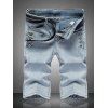 Men 's  Solide Bouton Color Design Zip Fly jambes droites Denim Shorts - Gris Clair 34