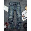 Men 's  Scratch design Zip Fly Jeans Denim - Bleu Toile de Jean 38