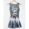 Stylish Printing Sleeveless Tie Waist Romper For Women - Blanc ONE SIZE(FIT SIZE XS TO M)
