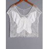 Casual Women's Plunging Neck Butterfly Openwork Short Sleeves Blouse - Blanc ONE SIZE(FIT SIZE XS TO M)