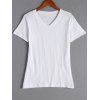 Simple Design Women's Solid Color V-Neck Short Sleeves T-Shirt - Blanc ONE SIZE(FIT SIZE XS TO M)