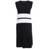 Casual Women's Scoop Neck Colorful Hoodie Slit Sleeveless Mid-Calf Dress - Blanc et Noir ONE SIZE(FIT SIZE XS TO M)
