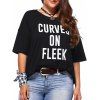 Casual Plus Size Lettre Imprimer Hit T-Shirt Femme Couleur  's - Noir 5XL