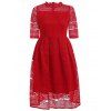 Stunning Stand Collar High Waist Lace Lady's Dress - Rouge M