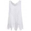 Sleeveless Floral Cut Out Crochet Hem Brief Women's Blouse - Blanc ONE SIZE(FIT SIZE XS TO M)