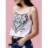 Casual Women's Strappy Cross Back Print Tank Top - Gris Clair L