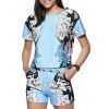 Floral Charme Imprimer col rond T-shirt + Pocket Conception taille élastique Shorts Femmes  's Twinset - Bleu clair M
