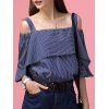 Chic Striped Off The Shoulder Tee + Little Crop Top Twinset For Women - Bleu profond ONE SIZE(FIT SIZE XS TO M)
