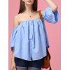 Sweet Off-The-Shoulder Flare Sleeves Blue Shirt For Women - Bleu clair ONE SIZE(FIT SIZE XS TO M)