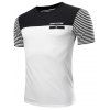 Casual Color Block T-Shirt Men 's  Striped Gym - Noir L