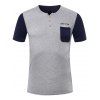 Slim Fit Couleur T-Shirt Men 's  Bloquer Gym - Gris 2XL