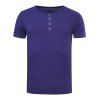 T-Shirt Men 's Slim Fit  Solide Rond Couleur du cou Gym - Bleu profond 2XL