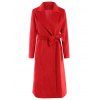Noble Solid Color Lapel Extra Long Wool Coat For Women - RED M