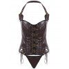 Stylish Solid Color Halter PU Leather Corset For Women - café S